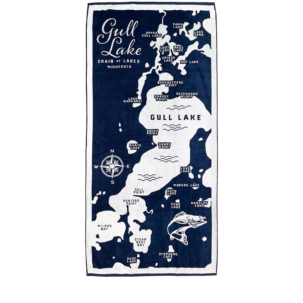 Gull Lake Map Towel Gull Lake active Current machine washable Sale