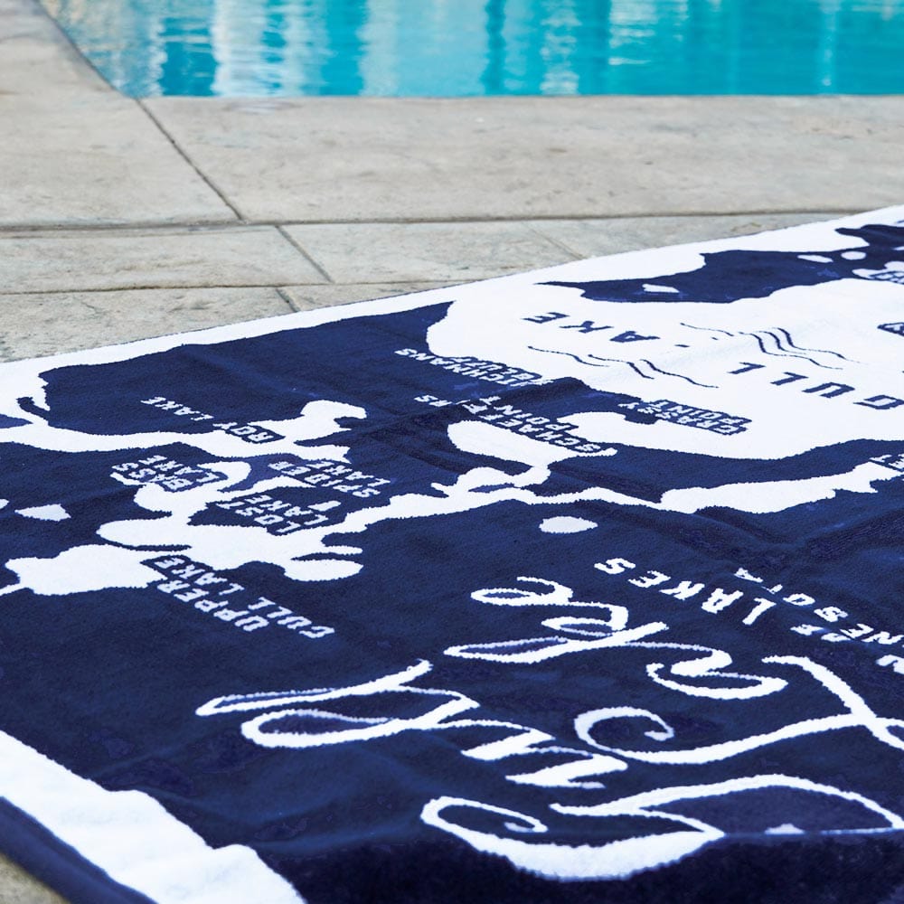 Gull Lake Map Towel active Current machine washable Sale