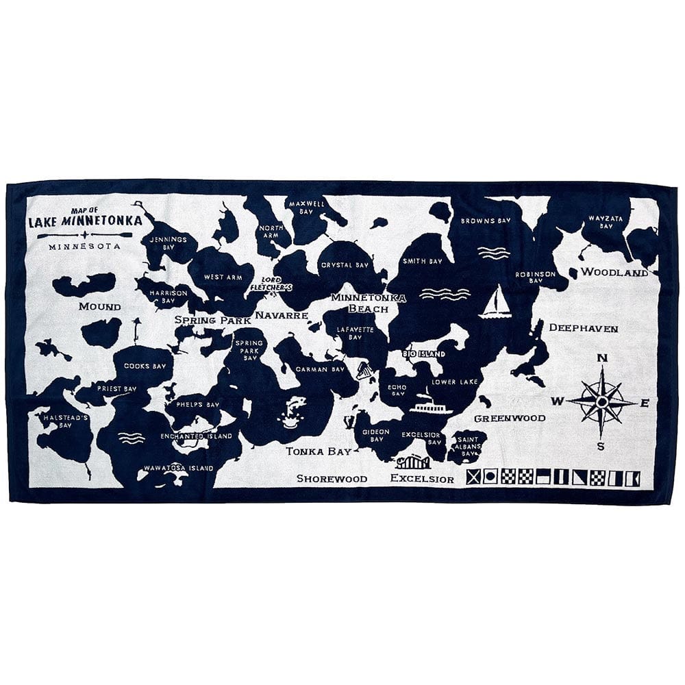 Lake Minnetonka Map Towel Lake Minnetonka active Current machine washable Sale