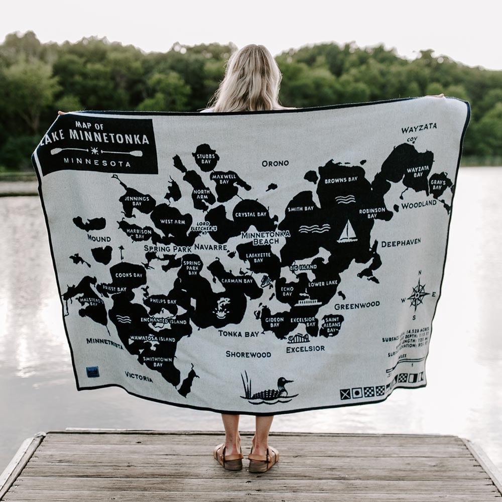 Lake Minnetonka Map Wool Throw active Current Dry clean or hand wash Full Price group-gallery Lakes & Maps