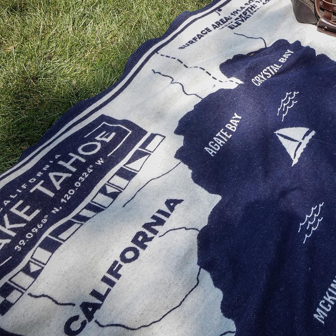 Lake Tahoe Map Wool Throw Blanket active Current Dry clean or hand wash Full Price Lakes & Maps