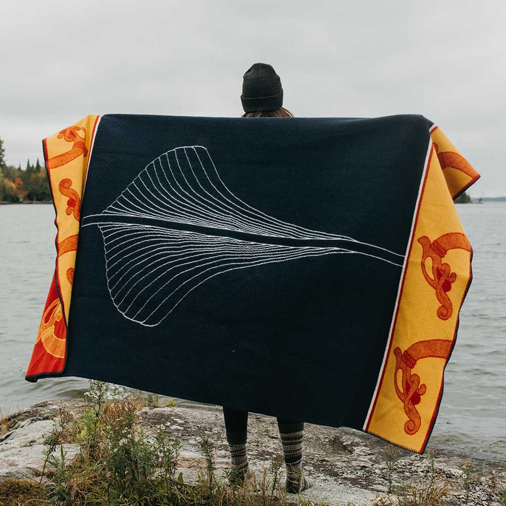 Laurie Jacobi Dragon Ship Wool Throw Blanket active Artist Collection Current Dry clean or hand wash Full Price