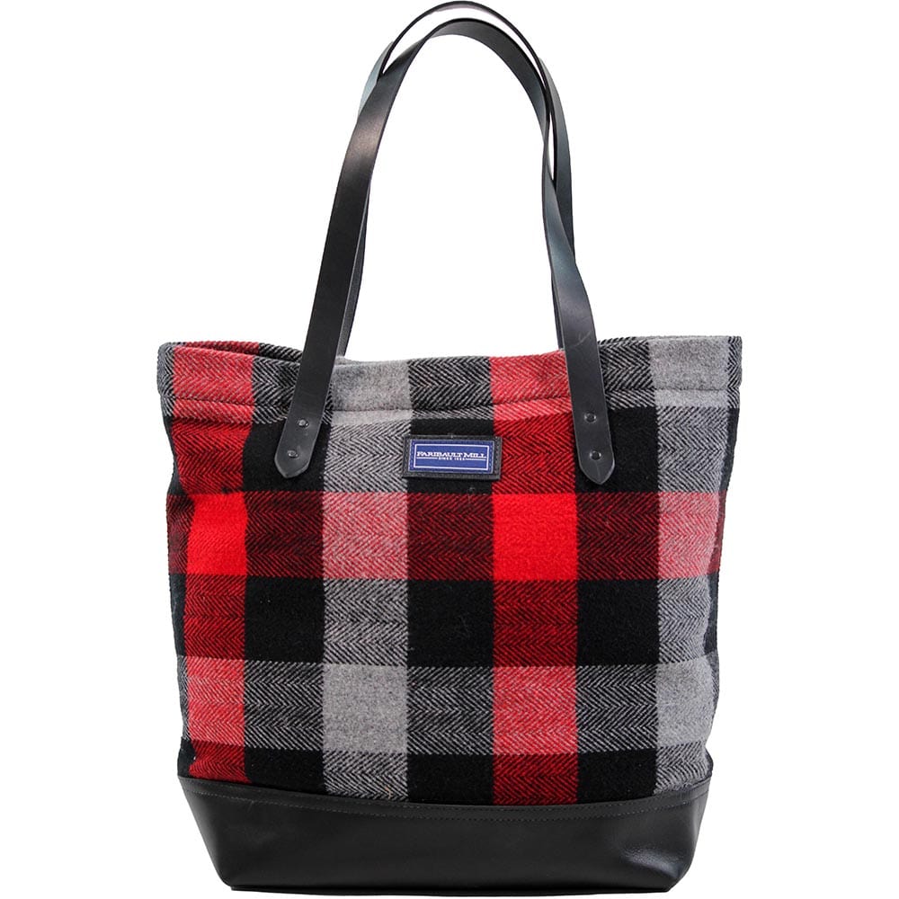 Lowertown Tri-Color Buffalo Check Wool Tote Red Black Gray active Current Full Price group-gallery Patterns & Plaids