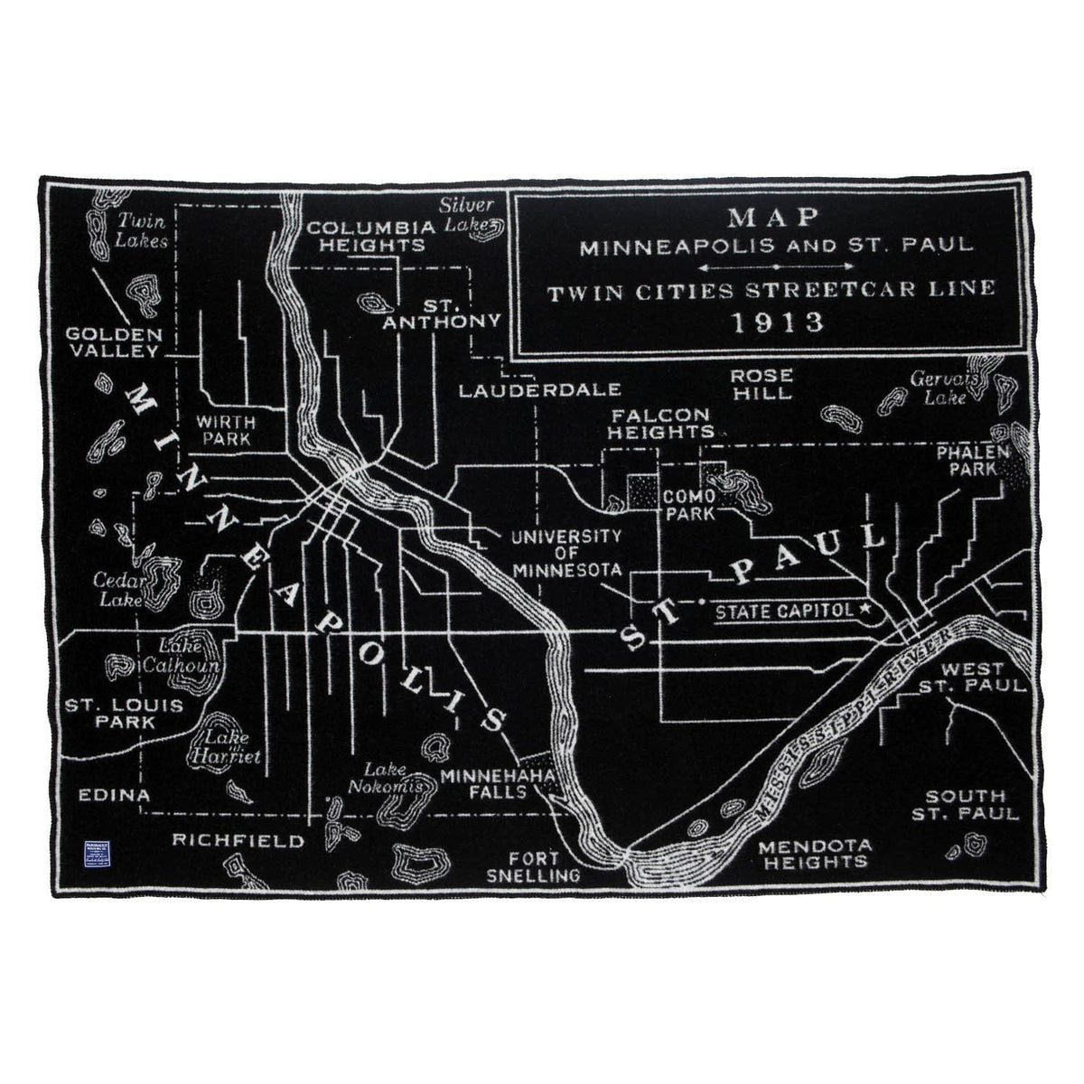 Minneapolis-Saint Paul Map Wool Throw - 48" x 68"