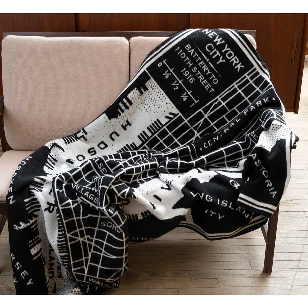New York City Map Wool Throw active Current Dry clean or hand wash Full Price Lakes & Maps