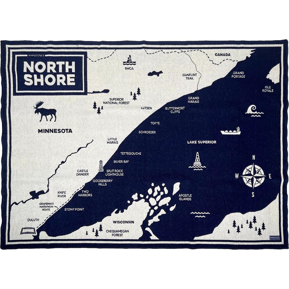 Factory Second North Shore Map Wool Throw Blanket North Shore Map active Dry clean or hand wash Lakes & Maps