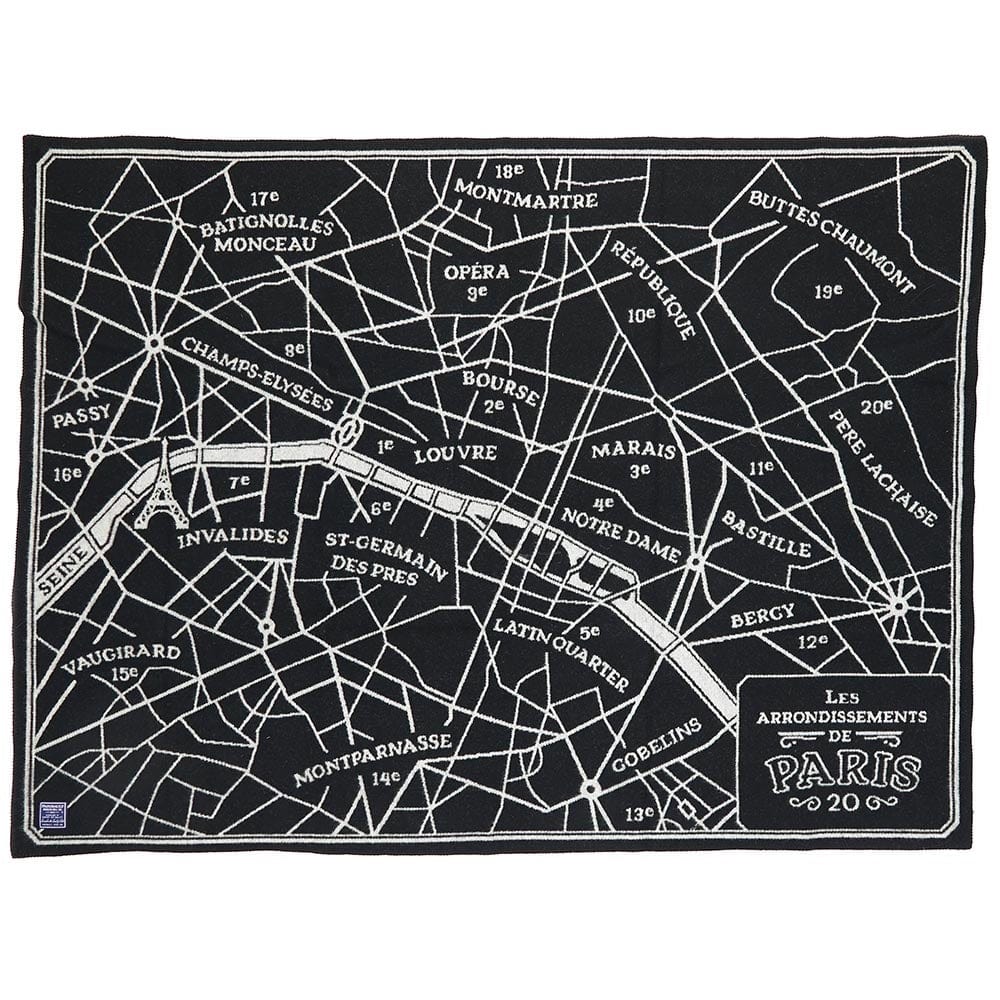 Factory Second Paris Map Wool Throw Paris Map active Dry clean or hand wash Lakes & Maps