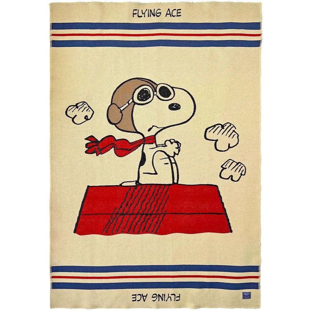 Snoopy Flying Ace Wool Throw Blanket 42" x 65" active Current Dry clean or hand wash Full Price Peanuts Peanuts Wool Throw