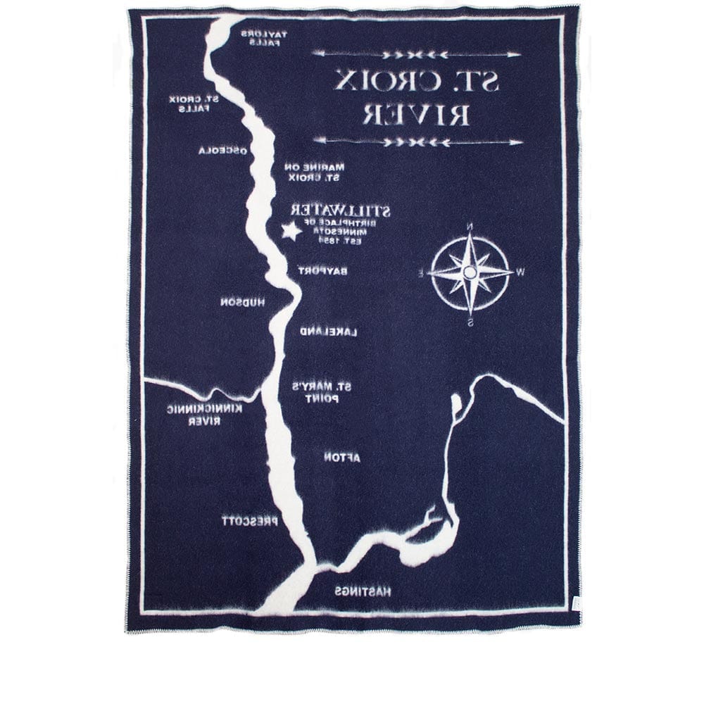St. Croix Map Wool Throw Blanket active Current Dry clean or hand wash Full Price Lakes & Maps