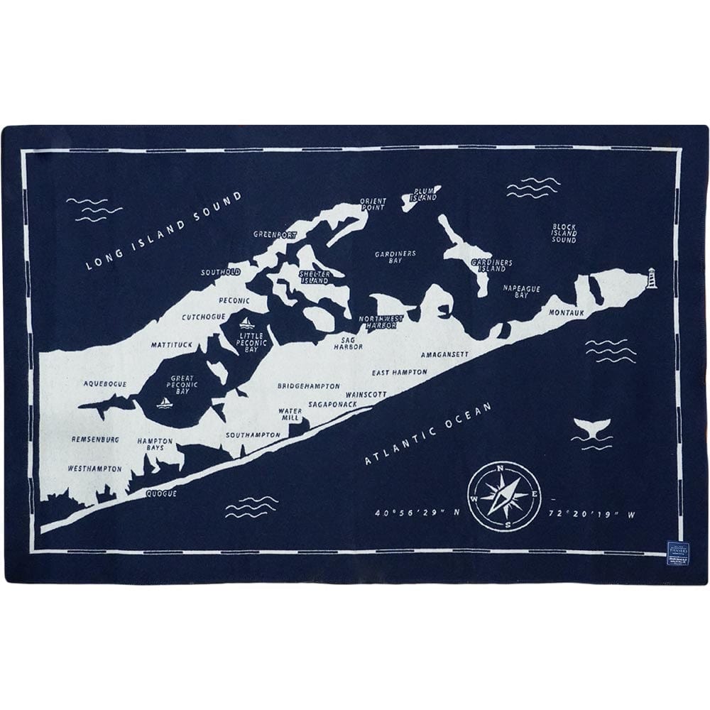 The Hamptons Map Wool Throw Blanket Faribault Mill